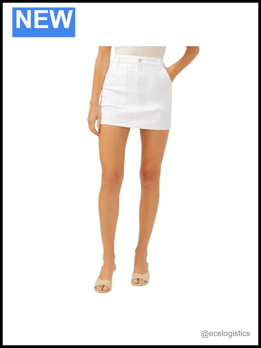 Utility Skirt High Rise Power Stretch Denim Casual Below Knee